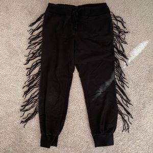 Kittenish Medium black fringe jogger pant